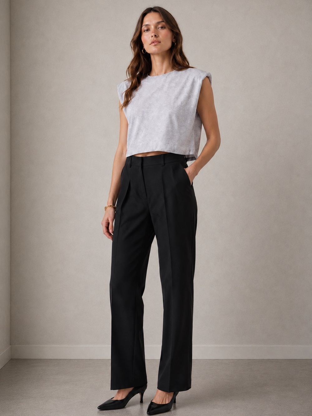 Aritzia‎ Babaton Revue City Wool Wide Leg High Rise Trouser Pants NWT Black 10